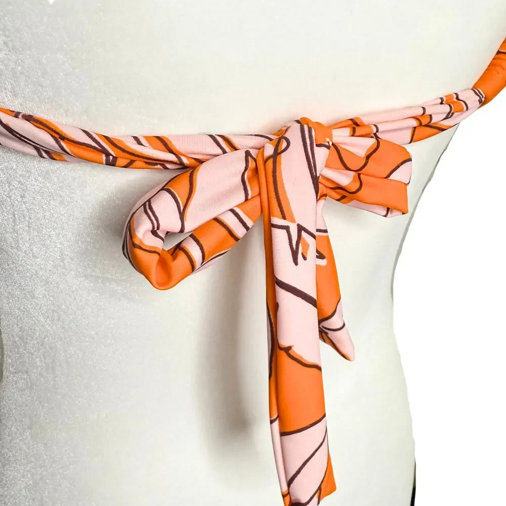 Kona Sol Target Tropical Floral Multiway Bralette Bikini Top Size Small Orange